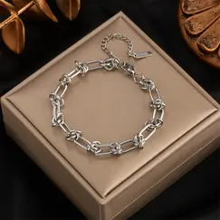 DIEYURO 316L Stainless Steel Gold Silver Color Twist Knot Necklace Bracelets For Womens Girl New Fashion Non-fading Jewelry Set