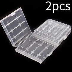2pcs Universal Battery Storage Boxes for AAA/AA Plastic Storage Box Cover for Battery Transparent Battery Organizer Container