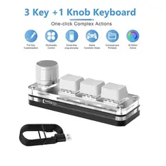 Mini Keyboard 3 Keys 1 Knob RGB Programming Macro Mechanical Keyboard Gaming Custom Switch Portable Keypad For Photoshop
