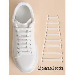 16Pcs/Pack White Silicone No Tie Shoe Laces Stretch Shoelaces For Sneakers Casual Shoes Sports Shoes Combat Boots