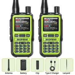 1/2PCS BAOFENG UV-5R Mini Walkie Talkie Dual PTT Wireless Bluetooth Programming Multi-Band Type-C Charge Long Range Ham Radio
