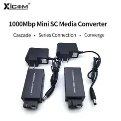 1 Pair Gigabit 100/1000M A/B SC Ethernet Fiber Switch Media Converter Rj45 Optic Transceiver 20KM fibra Switch with Power Supply
