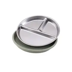 Color Kids 1PCS Stainless Steel Plate Detachable Suction Dishes Baby Feeding Sucker Bowl Food Grade Silicone Food Tray Tableware