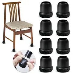 8pcs Black Round Chair Leg Protectors Anti-Slip Silicone Foot Covers for Hardwood Floors Furniture Feet Pads to Prevent Scratche