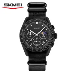 SKMEI 9392 Quartz Chronograph Watches Men Women Date 30M Waterproof Sport Wristwatch Fashion Nylon Strap Watch Gifts Reloj Mujer