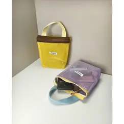 Ins Style Vibrant Bright Color Summer Mesh Tote Bag Small Cosmetic Bag Handbag Foldable Portable Toiletry Bag Women's Beach Bag