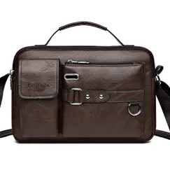 Men's Retro Messenger Bag with Waterproof Design, Large Capacity Laptop Briefcase for Office Work, Travel and School