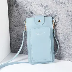 2024 new solid color fashion simple shoulder bag slung mobile phone bag women's driver's license card wallet