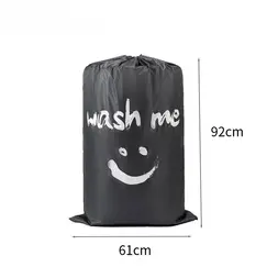 Smiley print laundry bag storage bag drawstring dirty clothes bag