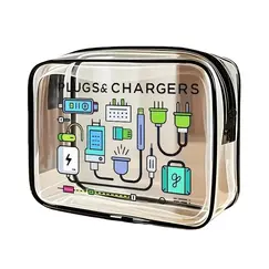 Clear Zipper Tote Bag - Multipurpose Transparent Carry Case for Toiletries, Makeup, Electronics. Ideal for Travel, Gym, Airport.