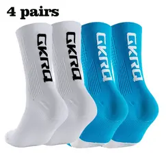 GKRQ 4pairs 2023 New Cycling Socks Bike Nurse Compression Road Bike Running Mtb Knee-high White Sports Funny Brand Black