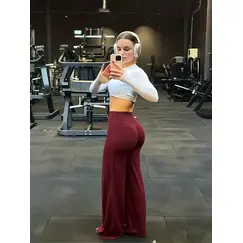 High Waist Tummy Control Wide Leg Yoga Pants, Butt Lifting Compression Workout Trousers for Women