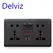Delviz USB Charging Socket, 2.1A Dual USB Port, AC 110-250V, 13A Wall-mounted Multi-functional USB Power Universal 5 Hole Outlet