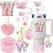 9PCS Accessory Set for Stanley Cup 30oz 40oz Butterfly Straw Cover Cap Silicone Boot Charm Initials Sticker Spill Proof Stopper