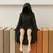 3DGothic Black Robe Queen Figure Bookshelf Sculpture Spooky Sitting Statues Desktop Ornaments Gifts Mysterious Halloween Statue