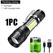 Portable Rechargeable LED Flashlight with Pen Clip Zoomable Waterproof Torch with Side Light Outdoor Camping Emergency Lantern