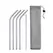 UPORS Reusable Drinking Straw 304 Stainless Steel Straws Straight Bent Metal Straw with Cleaner Brush Pouch Wholesale