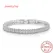 Noble 925 Sterling Silver Bracelet Elegant Zircon Crystal Fine Jewelry For Women Girl Engagement Wedding Glamour 18CM