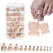 120Pcs Glossy Nude Pink French Press-On-Toenail Set 1*Box Short French Square  Fake Toe Nails Solid-Color Manicure Toenails Tips