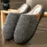 Winter men's slippers memory cotton shoe pad TPR large sole flat bottom anti slip warm and comfortable indoor knitted shoes
