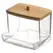 Cotton Swab Storage Box Double Head Cotton Buds Container Transparent Square Bamboo Cover Cotton Swab Toothpick Organize Box