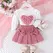 2PCS Winter New Style For 0-3 Year Old Girls, Comfortable Sweet And Cute Bubble Sleeves, Love Chapter Top + Pink Short Skirt Set