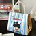 Cute Kitten Lunch Box Bag Student Hand-Held Aluminum Foil Insulated Lunch Box Bag Large Capacity Lunch Box Bag