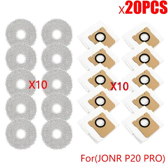 For JONR P20 PRO Vacuum Robot Accessories, Side Brush Mop Cloth Dust Bag Efficient Microfiber Spare Cleaning Parts Replacement