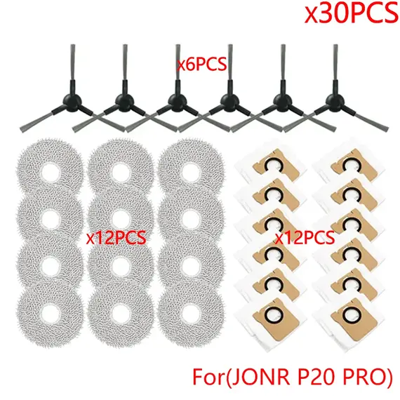 For JONR P20 PRO Vacuum Robot Accessories, Side Brush Mop Cloth Dust Bag Efficient Microfiber Spare Cleaning Parts Replacement