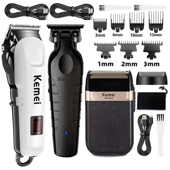 Kemei Hair Clipper Km-809A Km-2299 Km-2024 UBS Rechargeable Cordless Beard Trimmer Powerful Electric Hair Clippers for Men