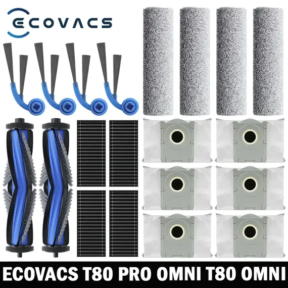 ECOVACS T80 PRO OMNI / T80 OMNI Robot Vacuum Spare Parts Main Side Brushes Mop Cloths HEPA Filters Dust Bags Accessories