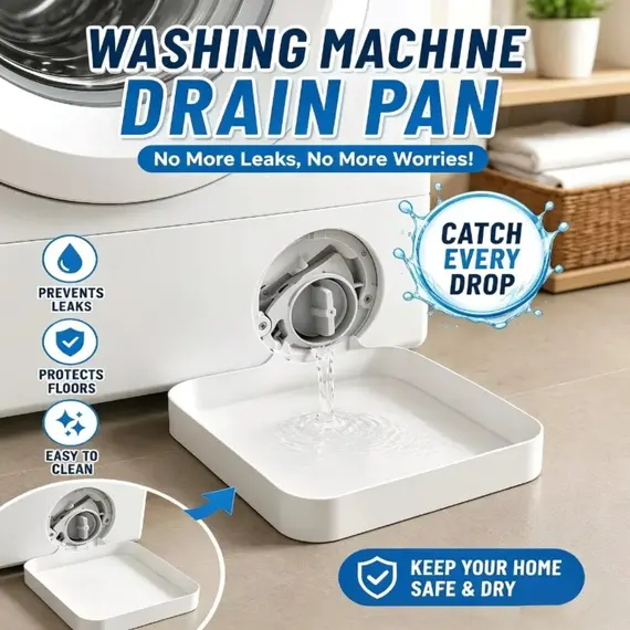 Washing Machine Drainage Tray, Water Catch Tray for Lint Filter Cleaning, Portable Anti-Spill Water Pan for Home Laundry Room