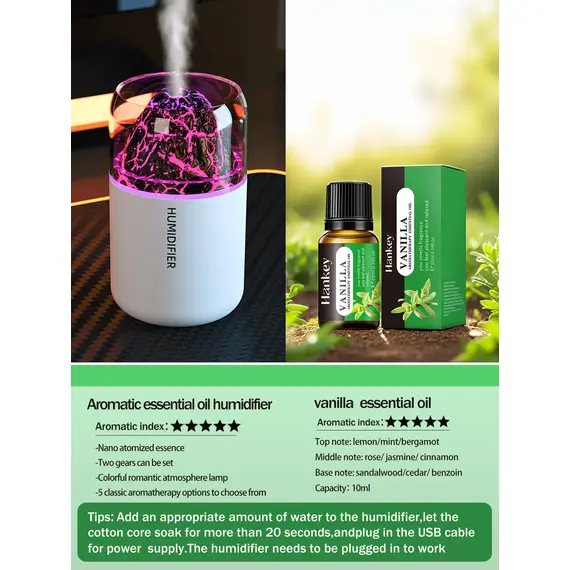 The simulated volcanic color lamp humidifier USB aromatherapy diffuser is suitable for use in cars, homes, bedrooms, as a gift,