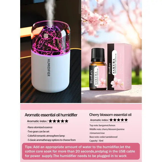 The simulated volcanic color lamp humidifier USB aromatherapy diffuser is suitable for use in cars, homes, bedrooms, as a gift,
