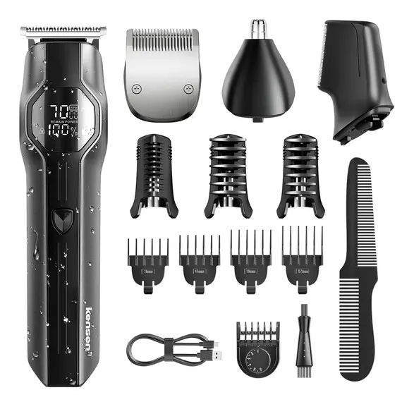 Kensen S30 Electric Hair Clipper Men's Beard/Nose Trimmer Rechargeable Cordless Hair Cutting Machine 4 in 1 Grooming Kit Barber