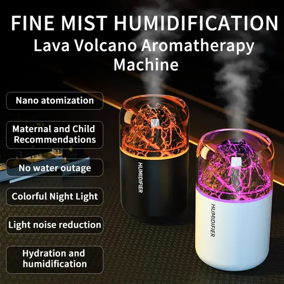 The simulated volcanic color lamp humidifier USB aromatherapy diffuser is suitable for use in cars, homes, bedrooms, as a gift,