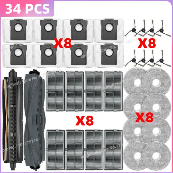 Fit For (Mova P50 PRO ULTRA/P50 Ultra, Dreame X40 Ultra/L40 Ultra/L30s Pro Ultra Heat) Tricut Roller Brush Filter Mop Cloth Bag