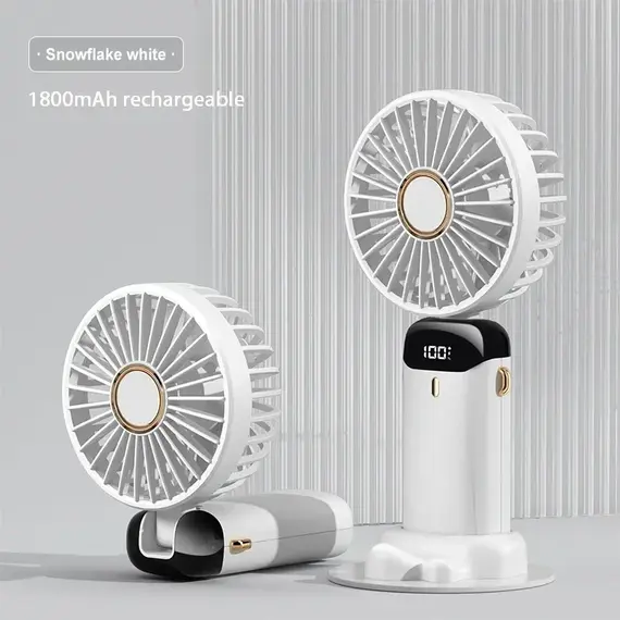 Mini Portable Handheld Fan Foldable Neck Hanging Fans 5 Speed USB Rechargeable Fan with Phone Stand and Display Screen 1800mAh