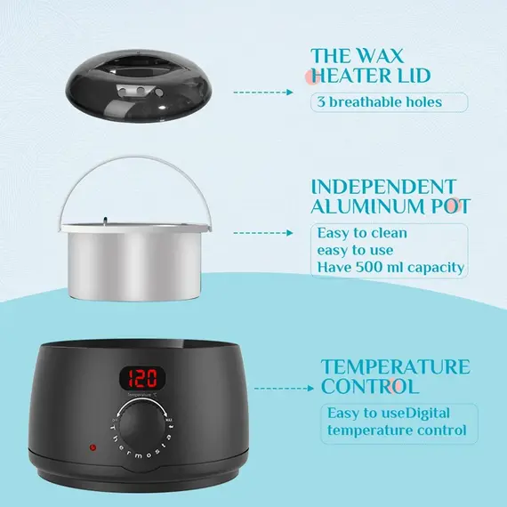 Big Size 500ml Wax Heater Machine For Hair Removal Wax Beans Warmer with Digital Display Screen Depilatory Wax-melting Pot