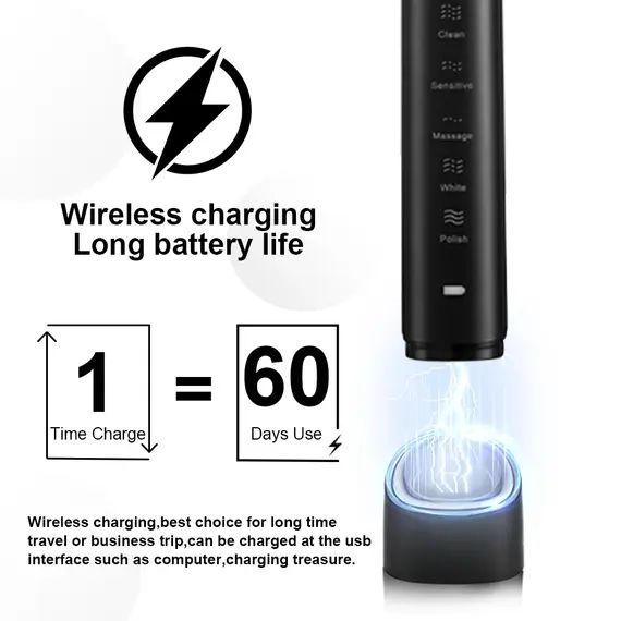 Electric Sonic Toothbrush 8 Brush Heads Smart Ultrasonic Dental Teeth Whitening Rechargeable Adult Tooth Brush Sarmocare S100