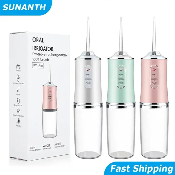 Portable Cordless Water Flosser for Teeth Cleaning 3 Modes Rechargeable Oral Irrigator Machine with Water Drill Mouth Washing