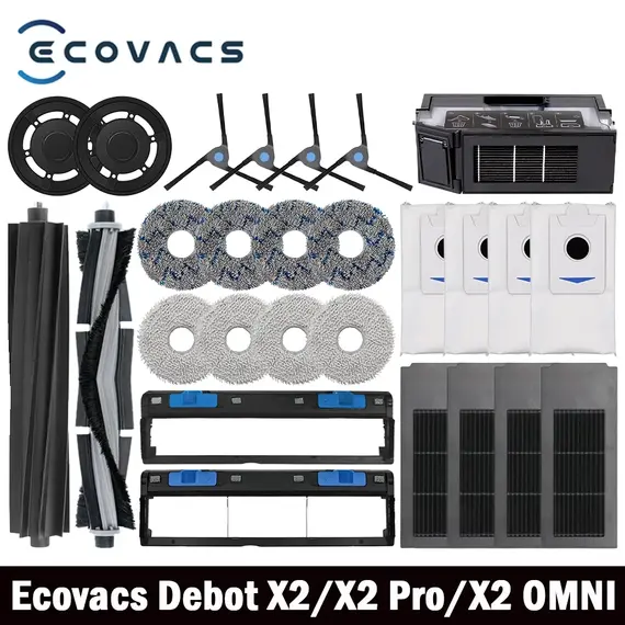 Ecovacs Deebot X2 Omni / X2 Pro / X2 Robot Vacuum Accessories Roller Main Side Brush Hepa Filter Mop Cloth Dust Bag Parts