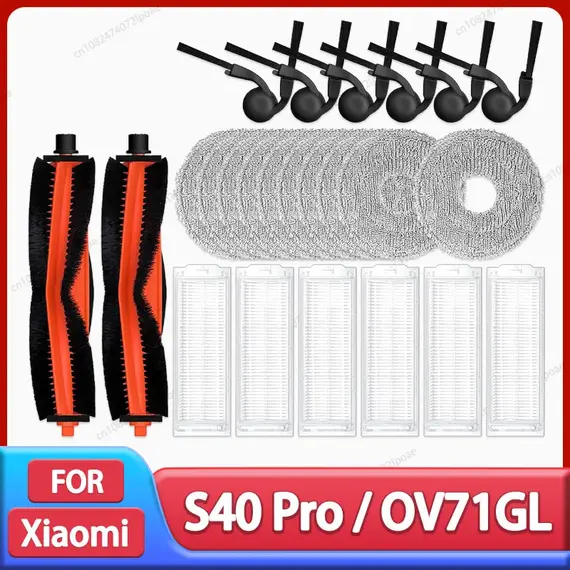 For Xiaomi S40 Pro / OV71GL Robot Vacuum Cleaner Parts Accessories Main Brush Side Brush Hepa Filter Mop Cloth Replacement Spare