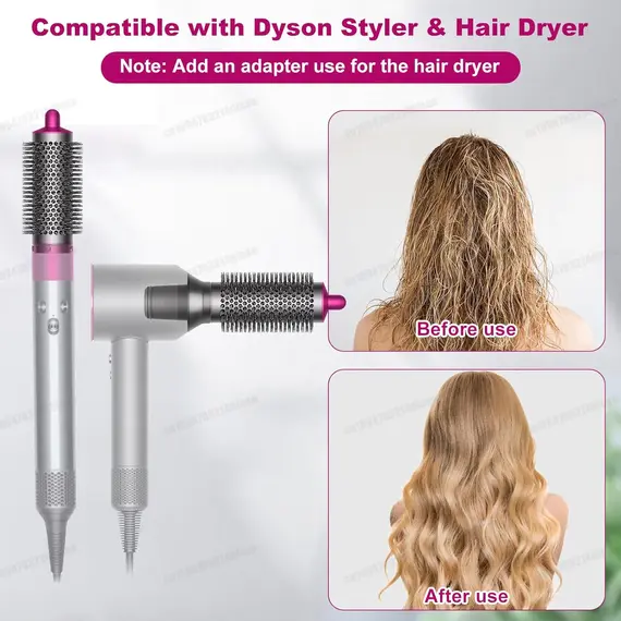 20/38/55MM Round Brush Attachment Compatible with Dyson Airwrap HS01/05/08 Nickel Big Round Brush Volumizer For Dyson Hair Dryer
