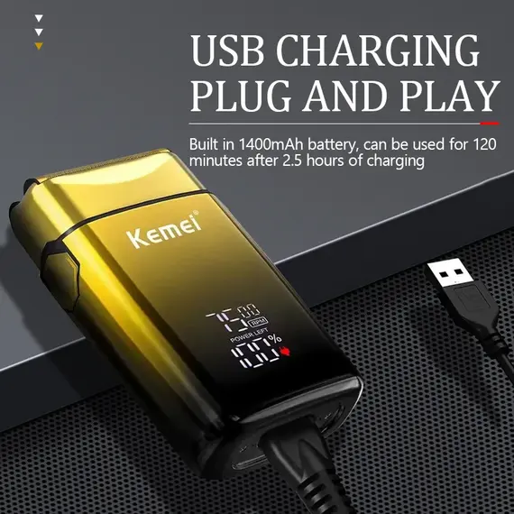 Kemei TX10 Electric Shaver Hair Rechargeable Beard Foil Razor For Men Bald Head Shaving for Men Machine