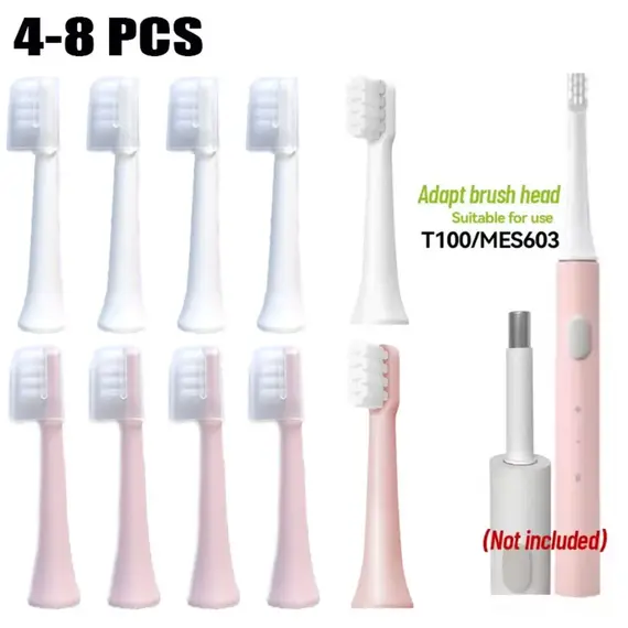 With Cover 4-8 Pcs Replacement Brush Heads For MIJIA T100 Mes603 Electric Toothbrush Vacuum DuPont Soft Bristle Suitable Nozzles