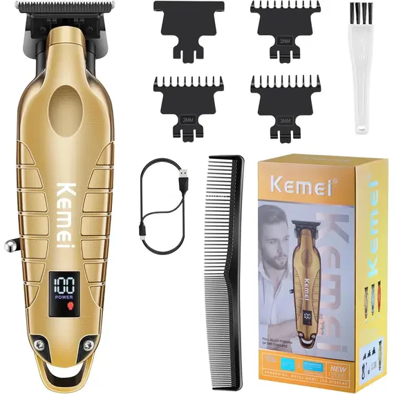 Kemei 2293 Professional Men Hair Beard Trimmer Zero Gapped Cordless Hair Clipper Barber Rechargeable Finish Hair Cutting Machine