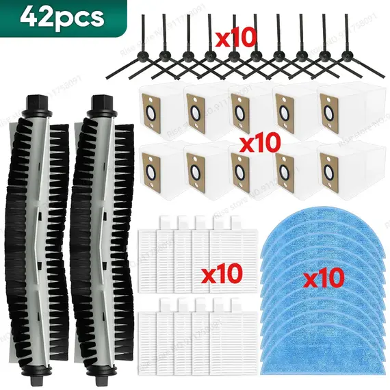 Compatible for iLife A30 Pro Accessories Main Brush Filter Dust Bag Mop Cloth Washable Replacement Parts Kit