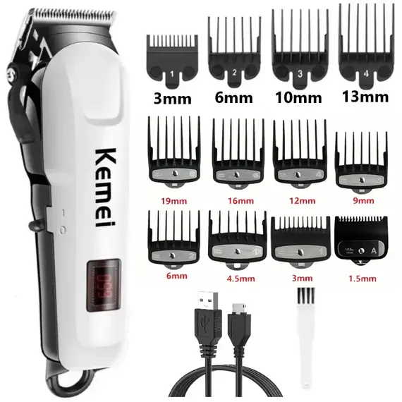 Kemei Hair Cutting Machine Electric Hair Clipper Cordless Trimmer for Men Shaving Machine Rechargeable Hair Cut Barber KM-809A