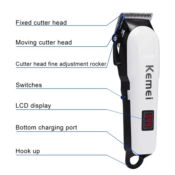 Kemei Hair Cutting Machine Electric Hair Clipper Cordless Trimmer for Men Shaving Machine Rechargeable Hair Cut Barber KM-809A